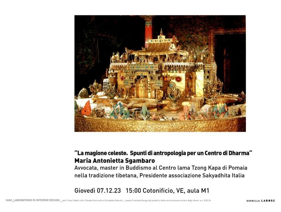 Volantino dell'evento "La magione celeste. Spunti di antropologia per un Centro di Dharma"